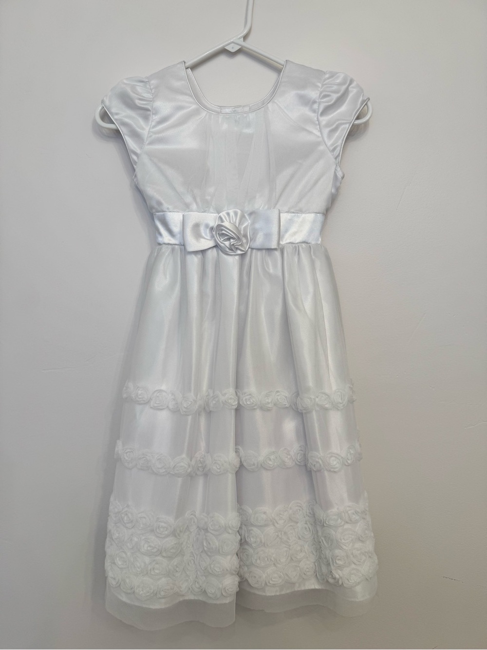 White Satin Flower- Girls' Dress Wedding, Special Event, Formal, Communion